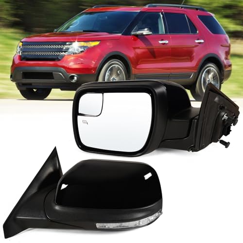 Left Driver Side Mirror Fits 2011-2019 Ford Explorer With Power Heated Turn signal And Puddle LightWithout Power Folding 7Pins Replaces GB5Z17683BA, BB5Z17683BA,FO1320554