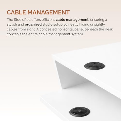 Image of Timber Acoustics StudioPad Mini Music Production Desk for Studio | Professional Music Producer Table for PC, MIDI Keyboard & Audio Setup (3.5' x 2.5') (White)