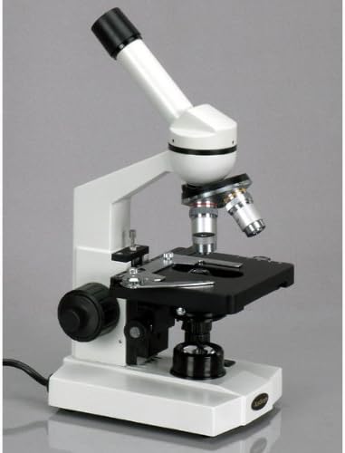 AmScope M600B-E2 Digital Compound Monocular Microscope, WF10x and WF20x Eyepieces, 40x-2000x Magnification, Brightfield, Tungsten Illumination, Abbe Condenser, Mechanical Stage, 110V, Includes 2MP Camera and Software