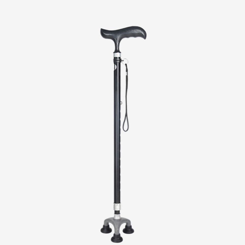 DSFGHE Elderly Man Walking Stick Non-slip Tripod Cane Stick Old Man Walking Stick Three-foot Pole Multi-function Four-foot Cane With Lamp,B