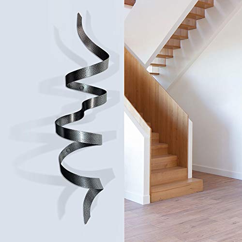 Statements2000 Handcrafted Modern Metal Wall Art - Hammered Black Abstract Wall Sculpture - Metallic Hanging - Home Decor - Titanium Twist By Jon Allen #TOP20