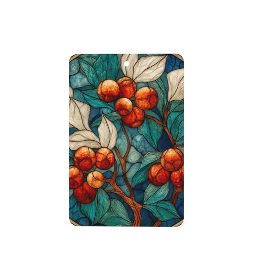 Ambientadores de coche con bayas rojas de acebo con pino blanco, 4 tarjetas perfumadas colgantes, tarjetas perfumadas para coche, tabletas de aromaterapia