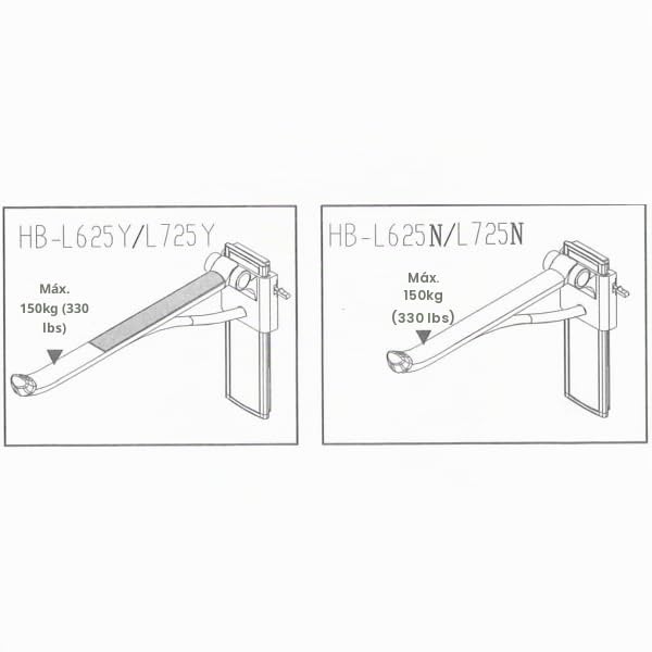 BRAZO PLEGABLE ASIDERO PARED SEGURIDAD BAÑO REGULABLE BARRA DE RESISTENCIA CAPACIDAD DE CARGA HASTA 150 KG