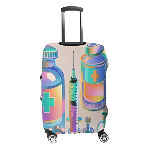 Luggage Covers Anti-Scratch Suitcase Cover Gradient Medical Items Pattern Washable Elastic Suitcase Protector Travel Luggage Protector Covers Carry On Luggages Cover L (26-28 inches)4