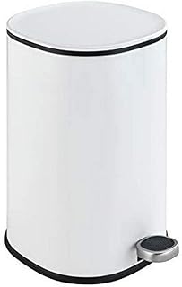 WENKO Poubelle Salle de Bain Nant, Poubelle à pédale avec Frein de Chute, système Easy-Close, 5L, Acier Inox Blanc