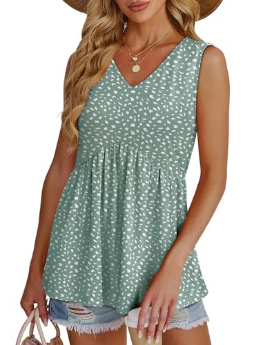 Image of OFEEFAN Womens Tank Tops 2025 Flowy Peplum Tops for Women Dressy Sleeveless V Neck Babydoll Tank Tops