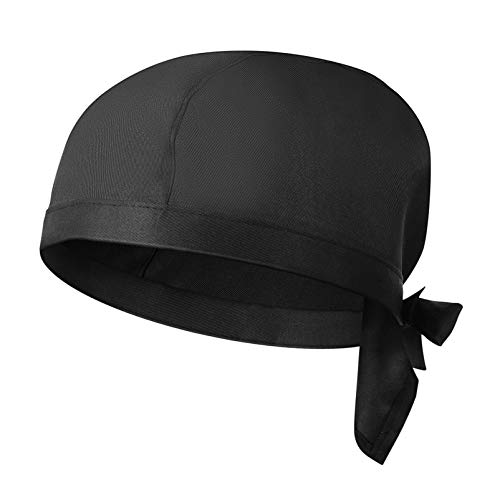 Yardwe Chef Noir Chapeau Chef Turban Chapeau Unisexe Chef Bandana Chefs Chapeaux pour Femmes Hair Coiffeur Cuisine Chapeau Réglable Cravate Cuisine Chapeau Baker Patch Cuisine Restaurant Cover