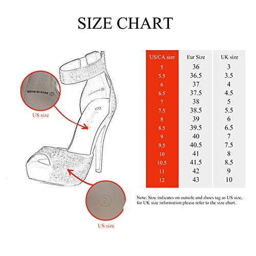 Dream Pairs Women's Swan-05 Shine Silver High Heel Plaform Dress Pump Shoes - 7 M Us #TOP1