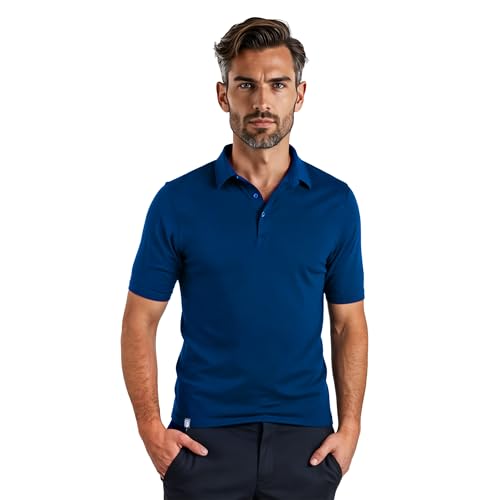 ALPIN LOACKER Merino Polo T-Shirt Herren Kurzarm I Antischweißshirt I Merino Tshirt I Thermooberteil atmungsaktiv Blau L