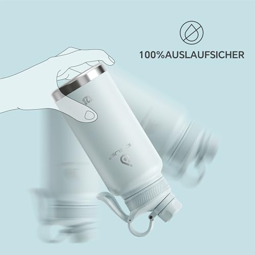 Ideus Vakuumisolierte Wasserflasche, 950 ml Edelstahl Doppelwand Flasche Metall Sport Kantine mit auslaufsicherem Schraubverschluss – Ansicht 6