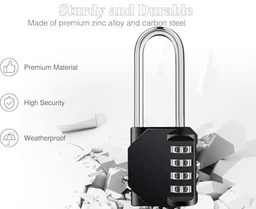 Image of 2 Pack Combination Locks, 4 Digit Outdoor Waterproof Padlock for School Gym Sports Locker, Fence, Toolbox, Case, Hasp Cabinet Storage.