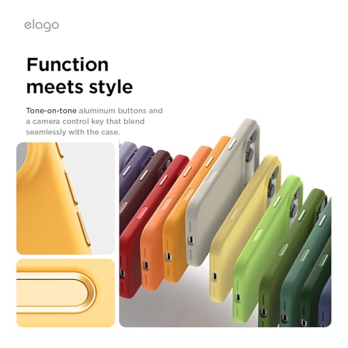 Image of elago for iPhone 17 Pro Max Case, Premium Magnetic Silicone Case, Compatible with MagSafe, Liquid Silicone Material, Protective Cover, Shockproof, Slim Phone, 6.9 inch (Sunshine)