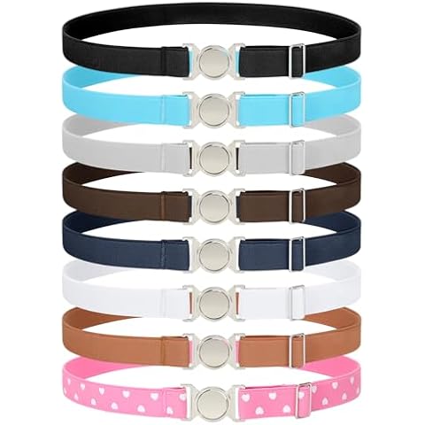 WOWOGO 2 Pack Kids Elastic Belt for Boys Girls Adjustable Stretch Toddler Belt with Silver Buckle Back to School Cover