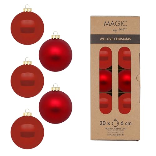 Weihnachtskugeln Glas 6cm 20 Stück - matt & glänzend - Christbaumkugeln Weihnachtsbaumkugeln für Weihnachten - Christbaumschmuck & Weihnachtsbaumschmuck Classic Chianti