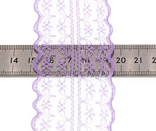 Atribbons 25 Yards 1-3/4 Inch Wide Floral Pattern Lace Trim Roll Colorful Lace Fabric Ribbon For Sewing Making,Gift Wrapping And Bridal Wedding Decorations (Lavender) #TOP2