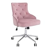 DMF Furniture Home Office Chair with High Back, Modern Design Velvet Desk Task Chair with Arms in Study Bedroom (Pink)