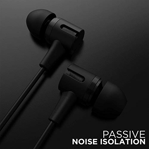 Image of Meyaar SP Durable Designed Metal Earphones Earbuds with Microphone & Deep Bass Clear Sound Noise Isolating in Ear Headphones, Ear Buds for Cell Phones, Tablet for All Smartphones (Metal Black)
