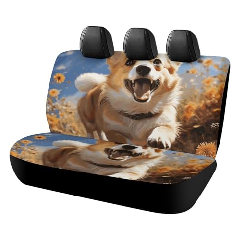 Housse de siège arrière pour chien Corgi antidérapante noire
