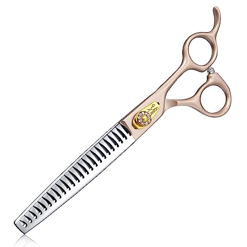 JASON Profi Hundeschere - 7 5 Zoll 24 Zähne Chunker Schere Effilierschere für Hunde aus japanischem 440C-Edelstahl Fellschere für Hunde mit ergonomishcen Griff Roségold