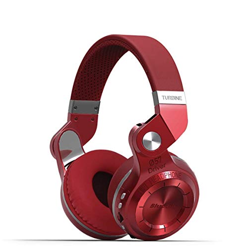 Bluedio Wireless Bluetooth Headphones Foldable Over Ear Headphones with Micro SD Card Slot/FM Radio/Support Amazon Web Services/Mic/Wired for Cell Phones/TV/PC (Red)