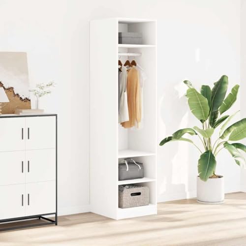 Armario blanco de madera de 50x50x200 cm con barra y compartimentos 2