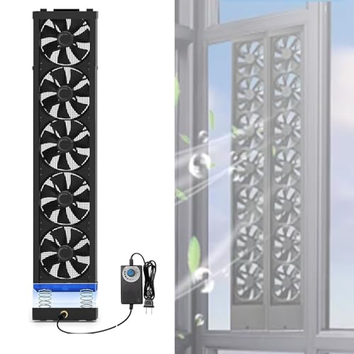 Image of 33.5-35.5 Inch Vertical Window Fan For Sliding Windows Mute Stepless Speed Control (0-2800 Rpm) Window Exhaust Fan Waterproof Vertical Window Fan