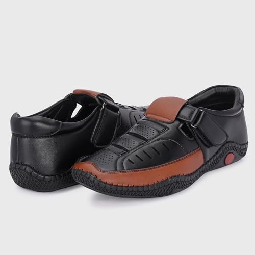 Image of Centrino Men's Fisherman Sandals | Cushioned Insole & Hook & Loop Straps | Trendy Sporty Design with Premium Upper | Closed-Toe Sandals for Travel & Walking (6618)