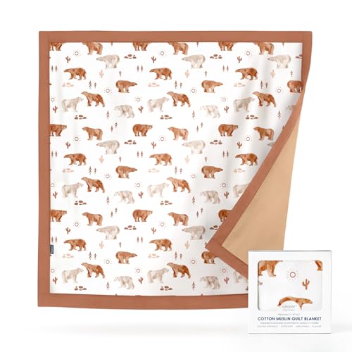 Image of GRSSDER Cotton Muslin Quilt Blanket - Silky Soft and Breathable Baby Blanket Quilt, Oversized Muslin Blankets for Newborns, Toddlers & Kids, 6 Layers Reversible Design for All Seasons, 47 inch x 47 inch