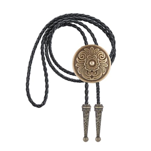 Image of GelConnie Floral Bolo Tie for Men Womens Bolo Tie Necklace Native American Black Men's Bolo Ties Western Cowboy Bolero Ties