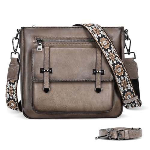 Image of Iswee Soft Leather Crossbody Bags for Women Shoulder Handbags Multi Pockets