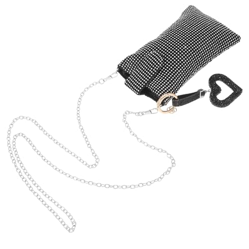 Petit sac bandoulière noir métallisé orné de pierres scintillantes de qualité