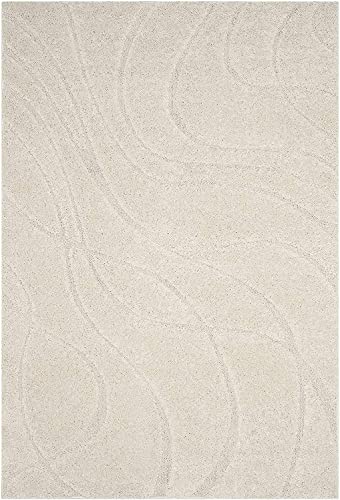 Image of Export Quality Microfiber Hand Woven Shaggy Carpet Collection with 2 inch Pile Height Carpet for Living Room & Hall Size 10x10 feet Round coular IvoryA