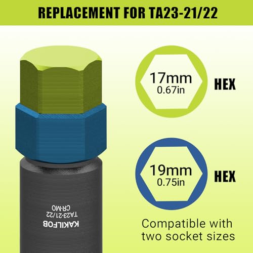 Image of 10 Spline Lug Nut Socket, Replacement for TA23-21 /22, Compatible with Bimecc 10 Spline Lug Key, for Removing 10 Point Lug Nut Key for Truck Large SUV with 13 /16 and 7 /8 Hex Drive, CR-MO