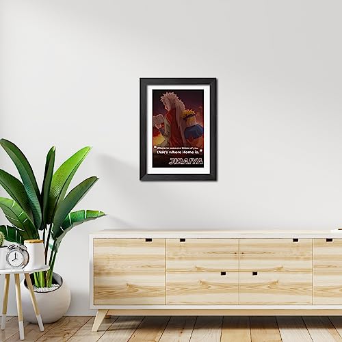 Image of TenorArts Jiraiya Poster Naruto Anime Quotes Laminated Photo Frame Painting with Matt Finish Black Textures (12 inches x 9inches)