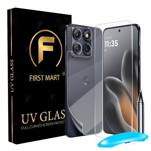 Image of FIRST MART Front & Back Tempered Glass for Motorola Edge 70 Fusion With Installation Kit | Edge to Edge Coverage | Militry-Grade Screen Guard & Back Nano Membrane | Clear