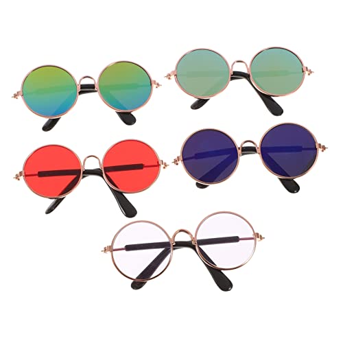 SUPVOX Pet Photo Props 5pcs Dog Cat Sunglasses Stylish Pet Glasses Weatherproof Uv Blocking