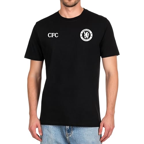 Icon Sports Chelsea FC Soccer Tee Officially Licensed Unisex Short Sleeve Cotton T-Shirt 2-Black L