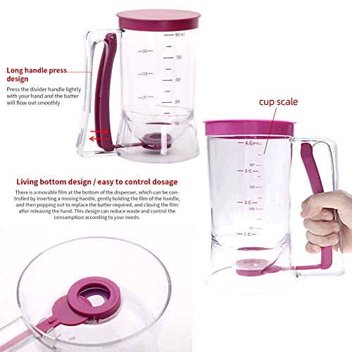 Pancake Dispenser Batter Dispenser Cake Batter Funnel Measuring Cup Dispenser Kitchen Tool Food Grade Ps+abs+Silicone Material - Image 5