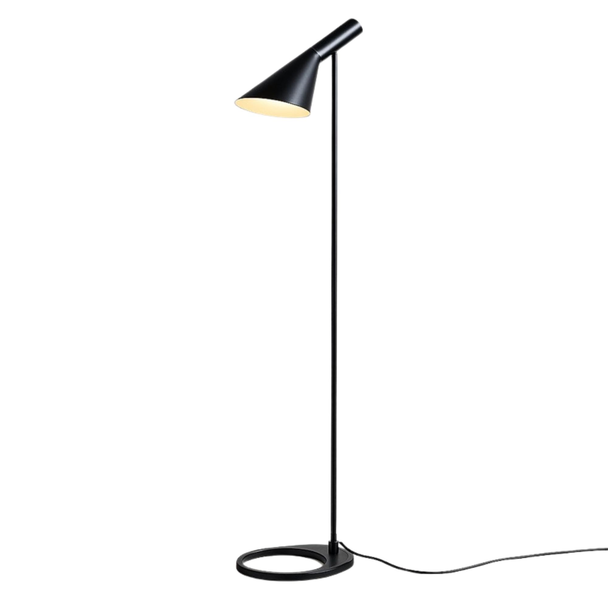 BarcelonaLED Stehleuchte, modernes Design, nordisches Metall, Schwarz mit E27 Fassung mit verstellbarem Kopf, Fußschalter für Boden Wohnzimmer Schlafzimmer Studio