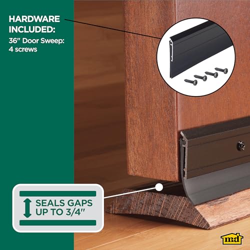 M-D Building Products 05652 36 in. Bronze Aluminum and Vinyl Heavy-Duty Screw-on Door Sweep