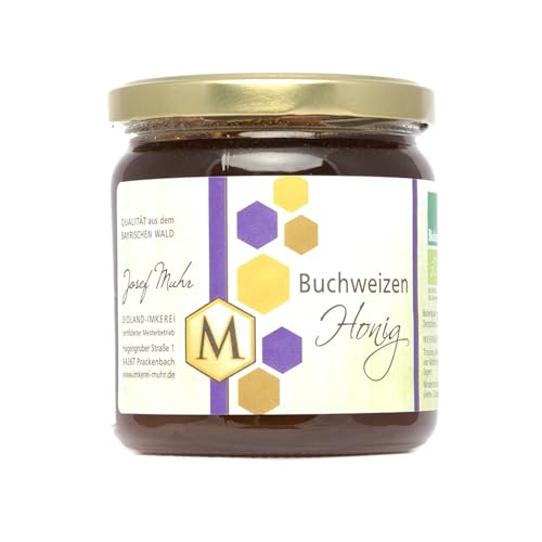 Josef Muhr BIOLAND Buchweizenhonig 500 g – Deutscher Bio Honig, kräftig-malzig & dunkel, naturbelassen aus nachhaltiger Imkerei – Intensiver Geschmack im Glas