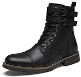 Vostey Mens Boots Zipper Leather Casual Boots for Men Chukka Mens Fashion Boots (BMY8204A Black 10)