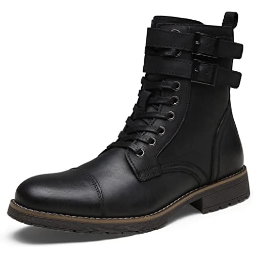 Vostey Mens Boots Motorcycle Casual Boots for Men Zipper Fashion Chukka Boots Mens
