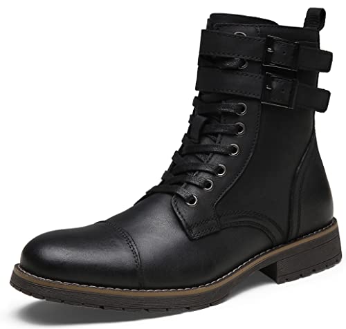 Image of Vostey Mens Boots Motorcycle Casual Boots for Men Zipper Fashion Chukka Boots Mens