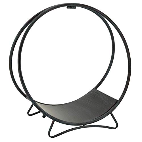 Porte-bûches rond en métal vieilli idéal pour vos soirées au coin du feu