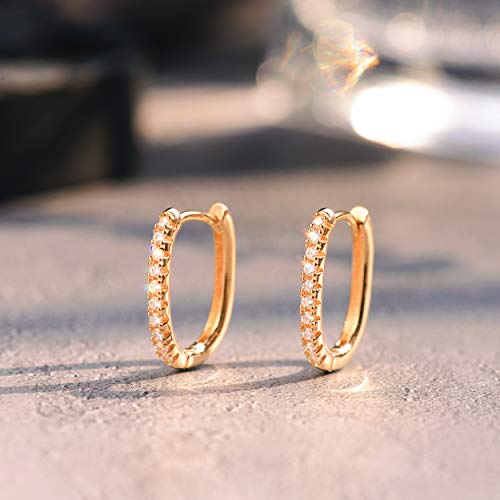 Mevecco 18K Gold Plated Huggie Earrings Cute Cz Oval Geometry Hoop Earrings For Women Jewelry Gift #TOP3