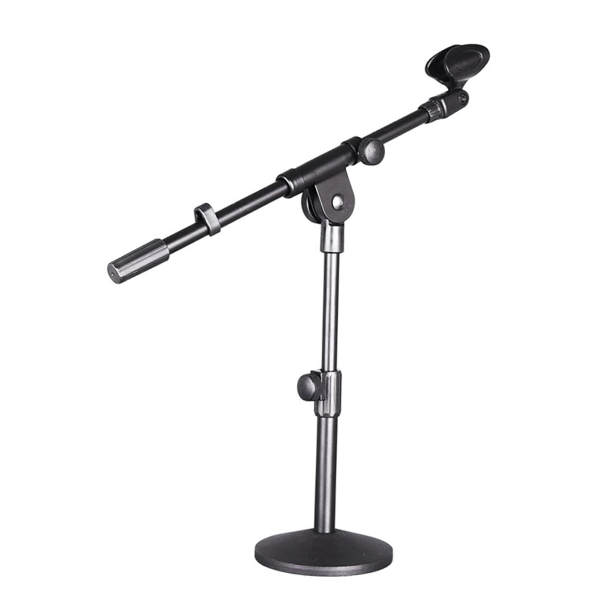 BESTonZON Supporto Per Microfono Da Tavolo Regolabile Base in Metallo Rotonda, Braccio Girevole Per Conferenze, Ufficio e Uso Domestico, Struttura Leggera e Stabile