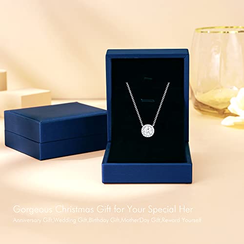 Gloffery 925 Sterling Silver Birthstone Necklaces For Women With Created-Gems Or Cz Round/Heart Cut Halo Pendant Jewelry,Mother's Day Anniversary Birthday Gift For Women Girl Wife Girlfriend Female(Apr,Diamond White) #TOP5