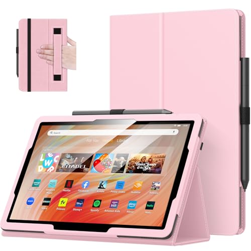 Image of MoKo Case Fits All-New HD 10 & 10 Plus Tablet (13th /11th Generation, 2023 /2021 Release) 10.1 inch - Slim Folding Stand Cover with Auto Wake /Sleep, Pink