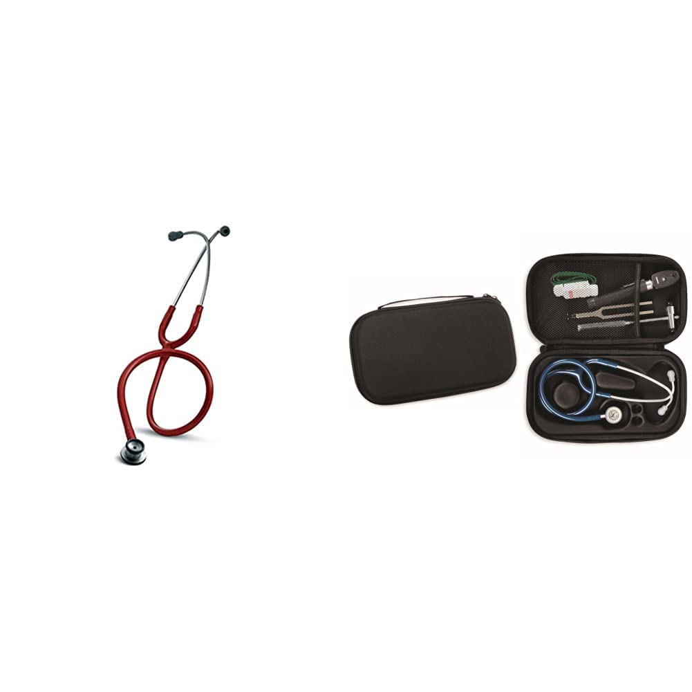 3M Littmann Classic II Infant Stetofonendoscopio Rosso, 2114R + GIMA ASTUCCIO PORTA FONENDO, Nero, Uso Professionale